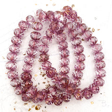 Load image into Gallery viewer, Pre-Order 7x10mm Transparent Glass with Purple and Bronze Shimmer Cruller Bead Strand
