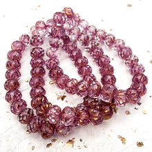 Load image into Gallery viewer, Pre-Order 7x10mm Transparent Glass with Purple and Bronze Shimmer Cruller Bead Strand
