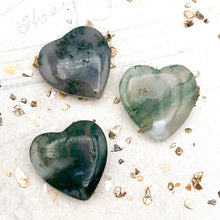 Load image into Gallery viewer, Moss Agate Hearts - 3pcs
