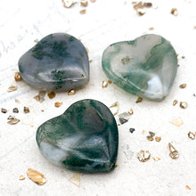 Load image into Gallery viewer, Moss Agate Hearts - 3pcs
