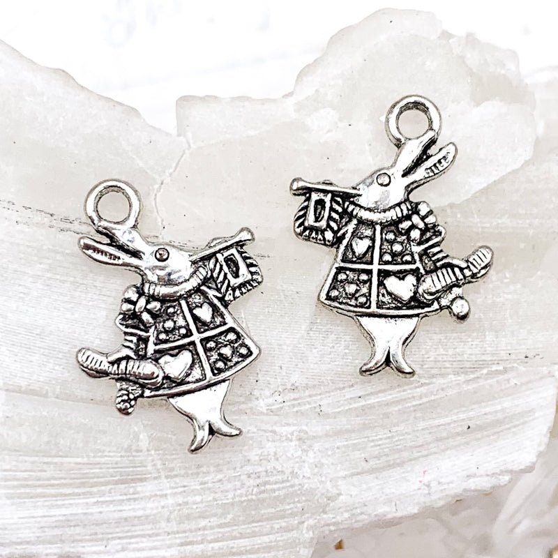 White Rabbit Charm Pair