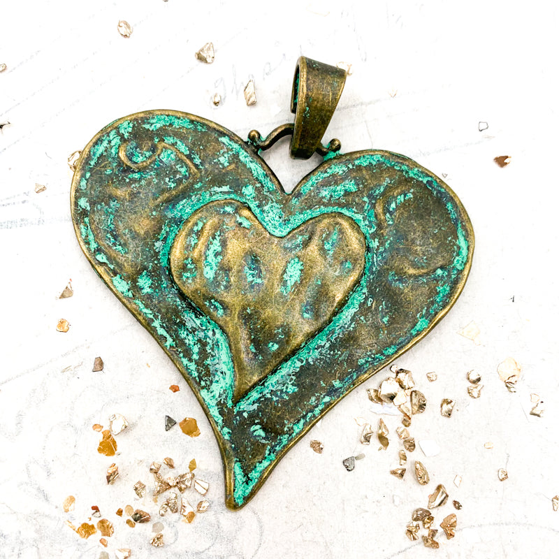 Tibetan Style Patinaed Heart Pendant