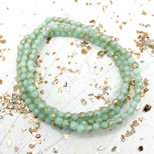 Load image into Gallery viewer, 3mm Mint with a Gold Finish Faceted Round Fire-Polished Bead Strand
