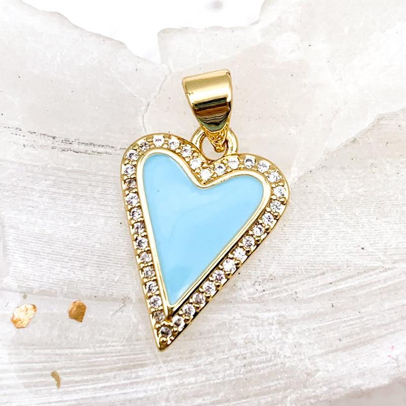 Blue Rhinestone Heart Charm