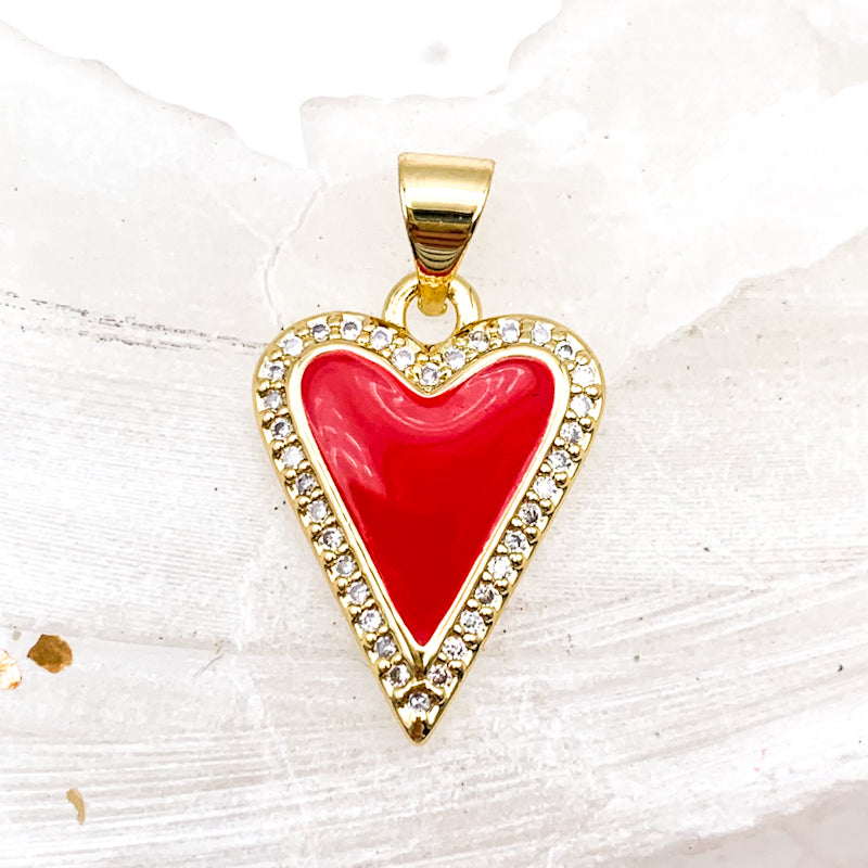 Red Rhinestone Heart Charm