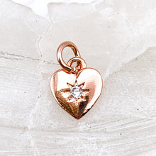 Load image into Gallery viewer, Rose Gold Plated Rhinestone Heart Charm
