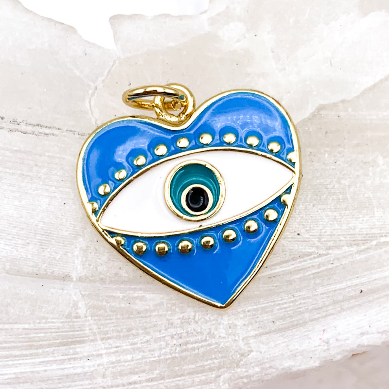 Blue Evil Eye Heart Charm