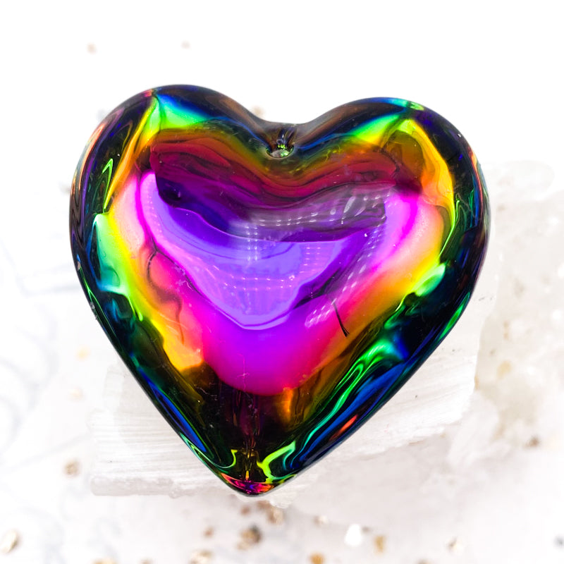 Rainbow Glass Heart Pendant