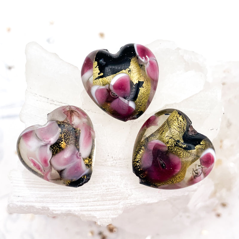 Black Lampwork Heart Focal Bead