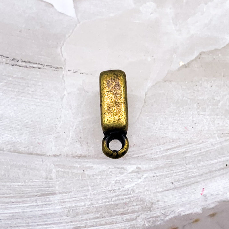 5mm Antique Brass Crimp Bar with Ring Slider for Flat Leather