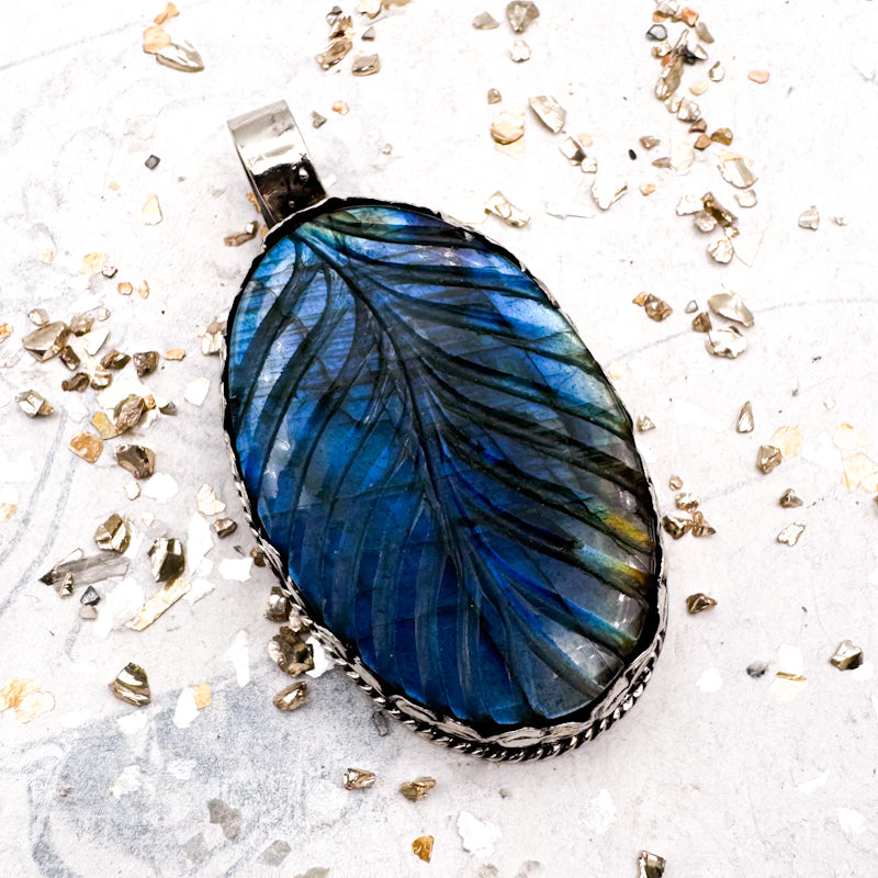 Labradorite Leaf Nepal Pendant