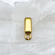 Load image into Gallery viewer, 5mm Shiny Gold Crimp Bar with Ring Slider for Flat Leather
