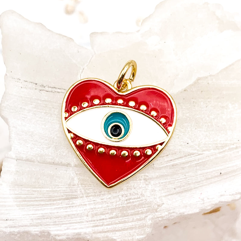 Red Evil Eye Heart Charm