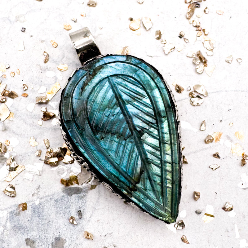 Labradorite Leaf Nepal Pendant