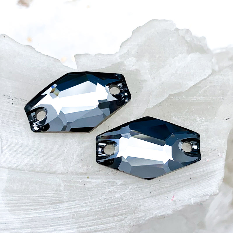 18mm Satin Hexagon Premium Crystal Link Pair