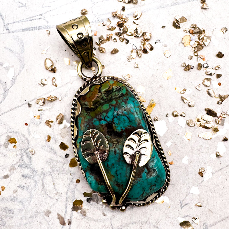 Turquoise Leaf Nepal Pendant