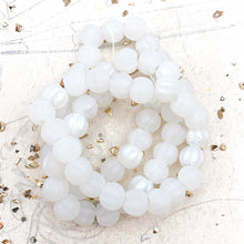 Load image into Gallery viewer, 8mm White with Etched and AB Finishes Large Hole Melon Bead Strand
