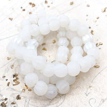 Load image into Gallery viewer, 8mm White with Etched and AB Finishes Large Hole Melon Bead Strand
