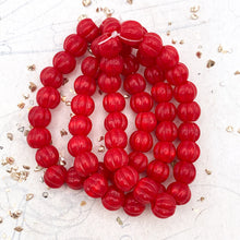 Load image into Gallery viewer, 8mm Ruby Red Large Hole Melon Bead Strand
