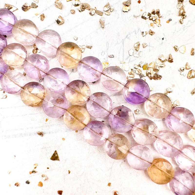 Ametrine Faceted Round Gemstone Bead Strand