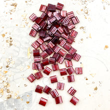 Load image into Gallery viewer, Garnet Gold Luster Tila Beads
