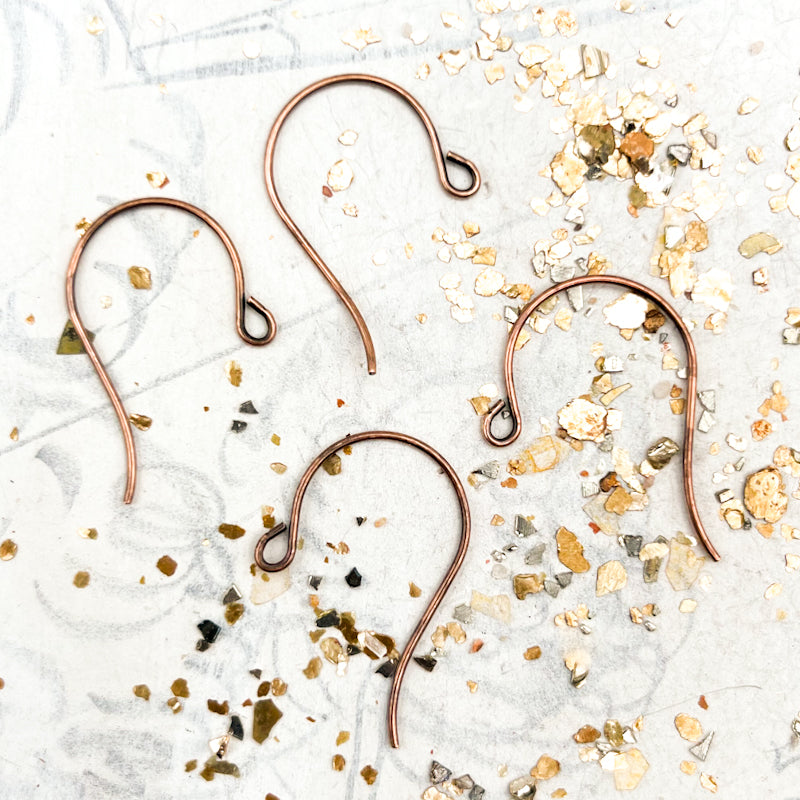Antique Copper Ear Wire Hooks Pairs - 2 Pairs