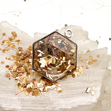 Load image into Gallery viewer, 16mm Golden Shadow Hexagon Fancy Stone Premium Crystal and Brass Setting with Loop
