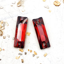 Load image into Gallery viewer, 18mm Red Magma Premium Crystal Cosmic Baguette Sew-On Link Pair

