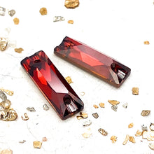Load image into Gallery viewer, 18mm Red Magma Premium Crystal Cosmic Baguette Sew-On Link Pair
