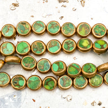 Load image into Gallery viewer, Round Green Turquoise Coin Pair
