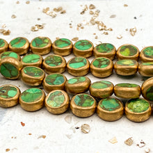 Load image into Gallery viewer, Round Green Turquoise Coin Pair
