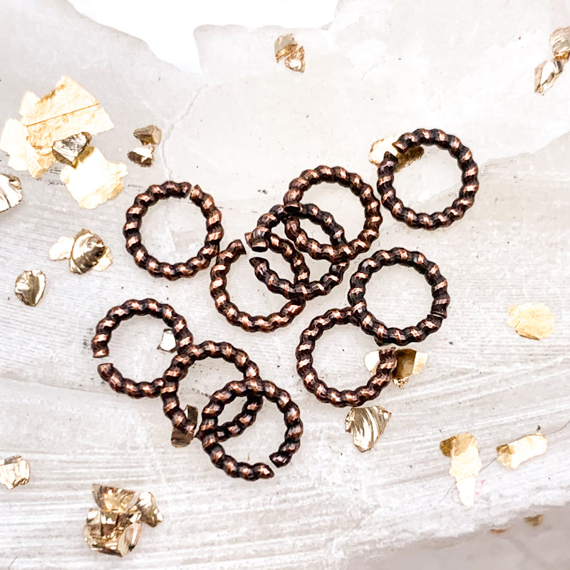 5mm Antique Copper Twisted Jump Rings - 10pcs