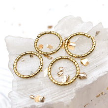 Load image into Gallery viewer, 12mm Textured Antique Gold Jump Rings - 4 Pcs
