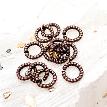 Load image into Gallery viewer, Antique Copper 6mm Textured Jump Rings - 12pcs

