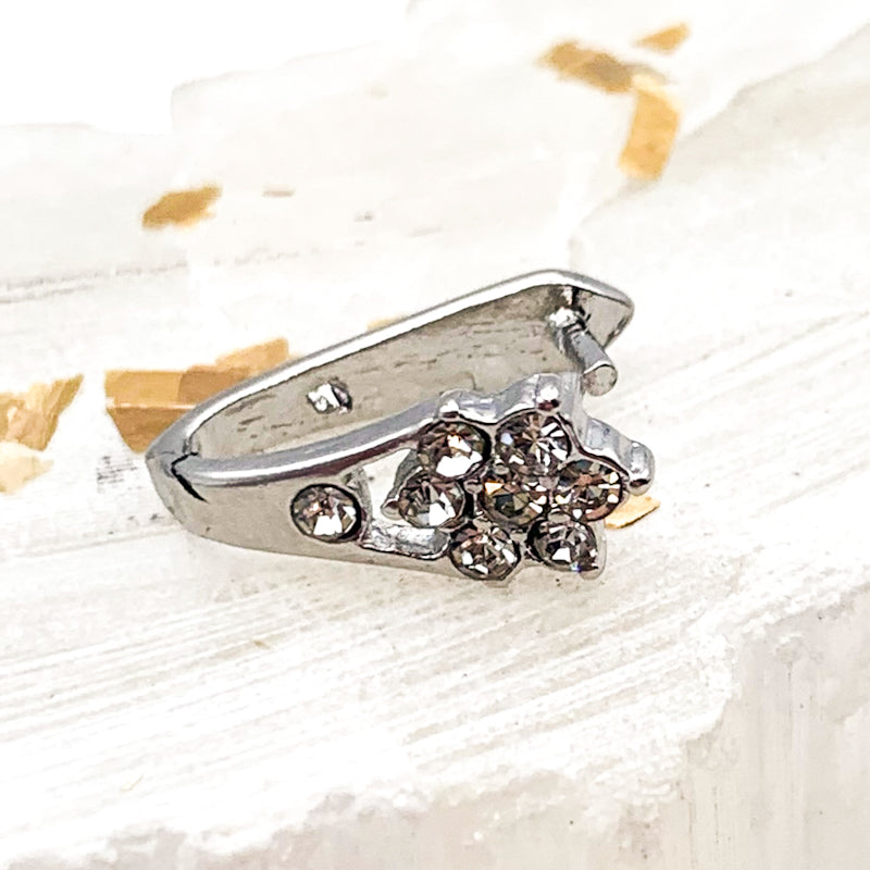 Flower Rhinestone Pinch Bail