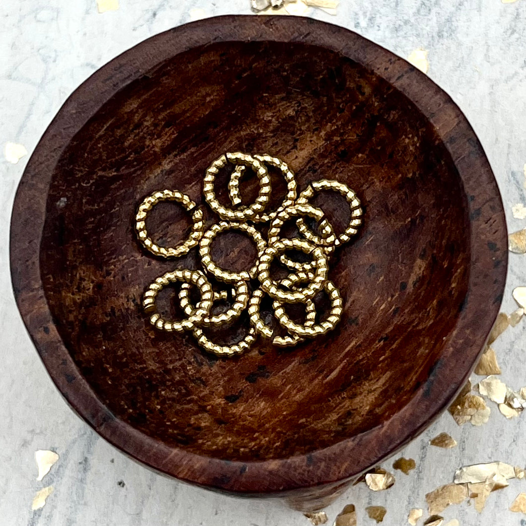 6mm Textured Antique Gold Circle Jump Ring Set - 12pcs