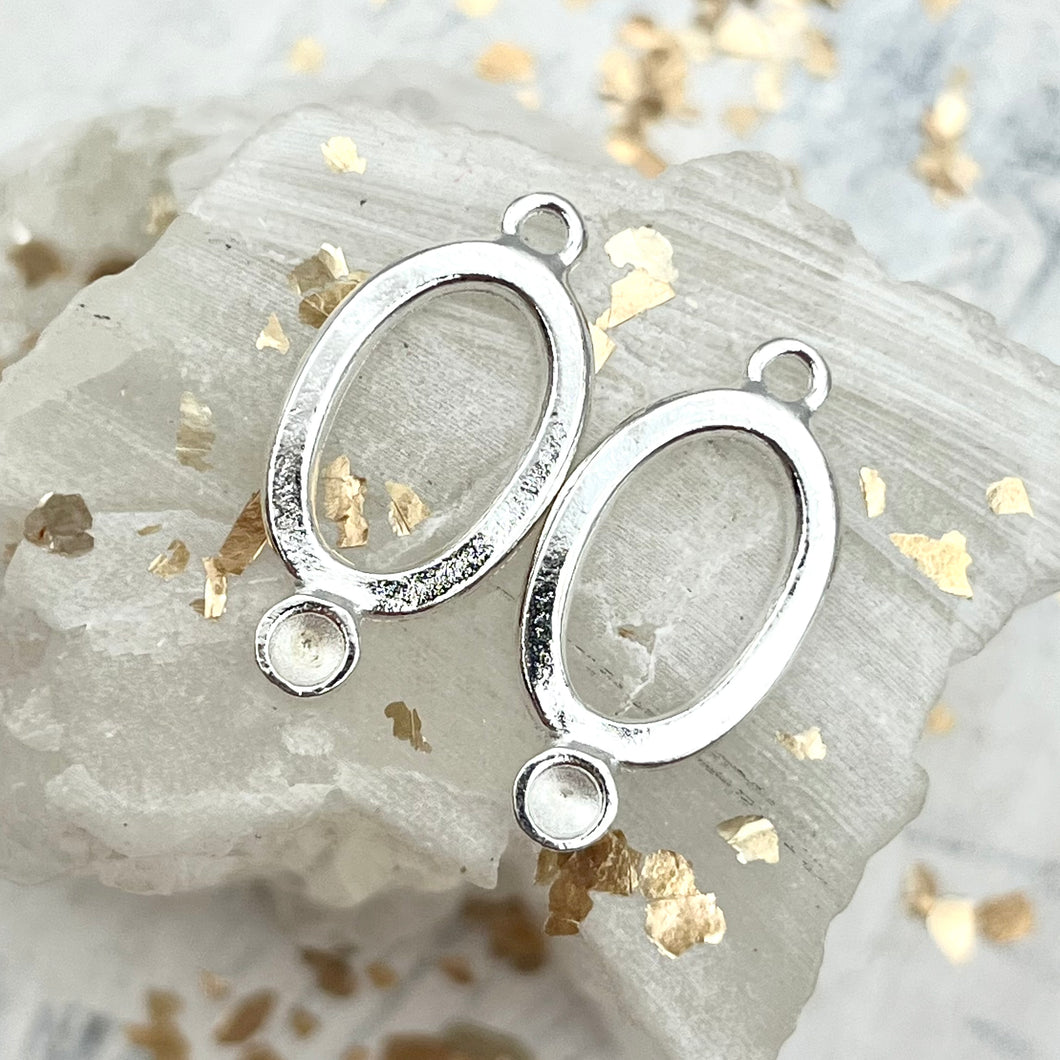 Sterling Silver Small Oval Drop Bezels