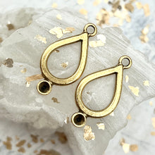Load image into Gallery viewer, Antique Gold Small Teardrop Drop Bezels
