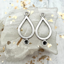 Load image into Gallery viewer, Antique Silver Small Teardrop Drop Bezels

