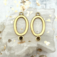 Load image into Gallery viewer, Antique Gold Small Oval Drop Bezels

