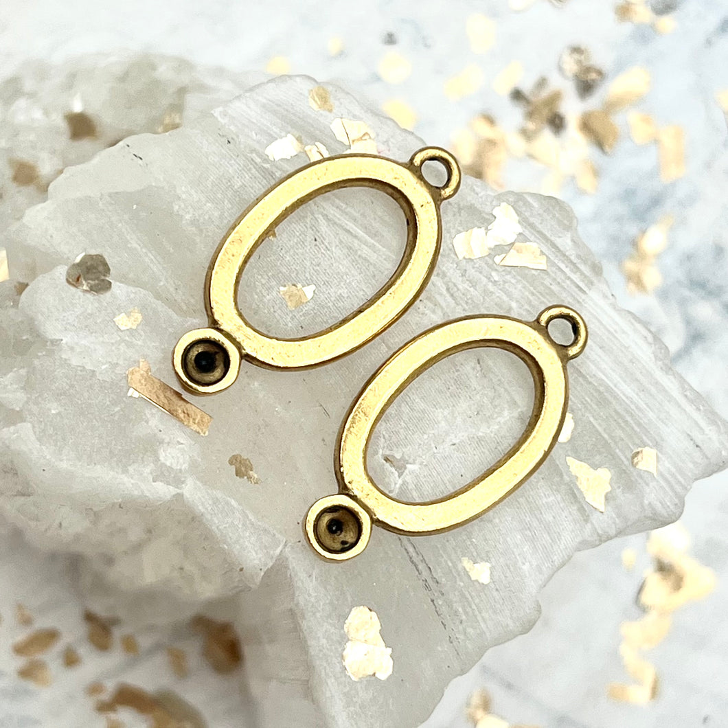 Antique Gold Small Oval Drop Bezels