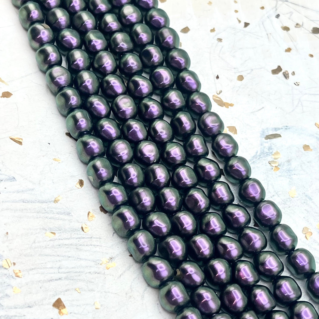 8mm Iridescent Purple Premium Austrian Crystal Pearl Strand