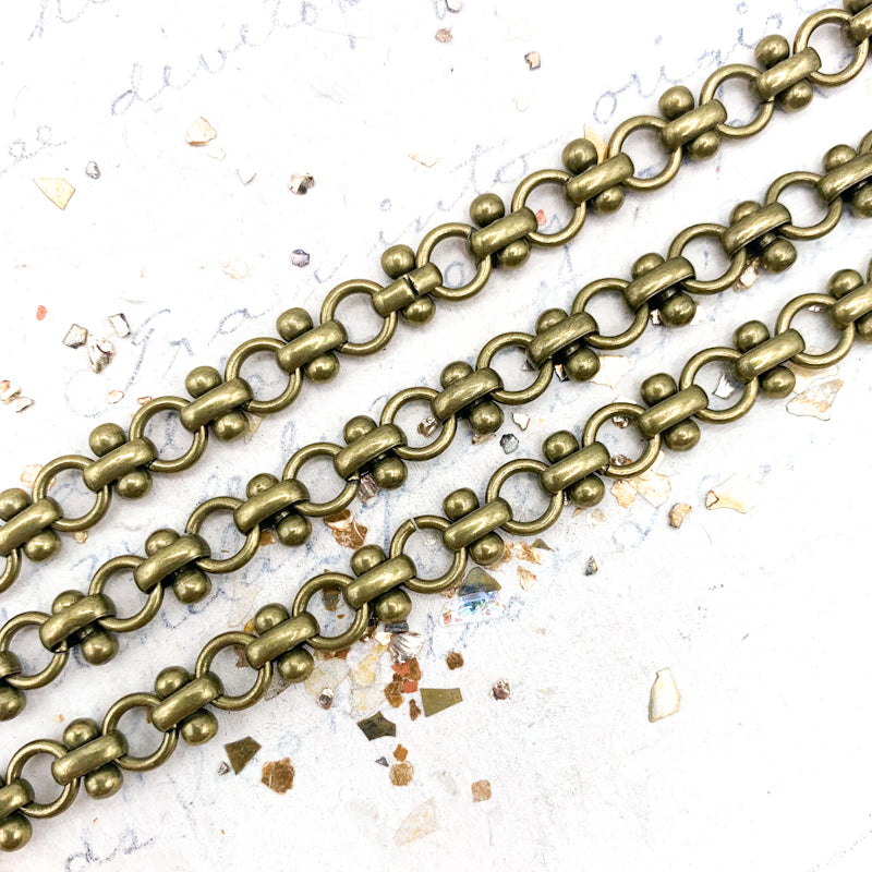 6.5mm Antique Brass Steampunk Cable Chain - 1 Foot