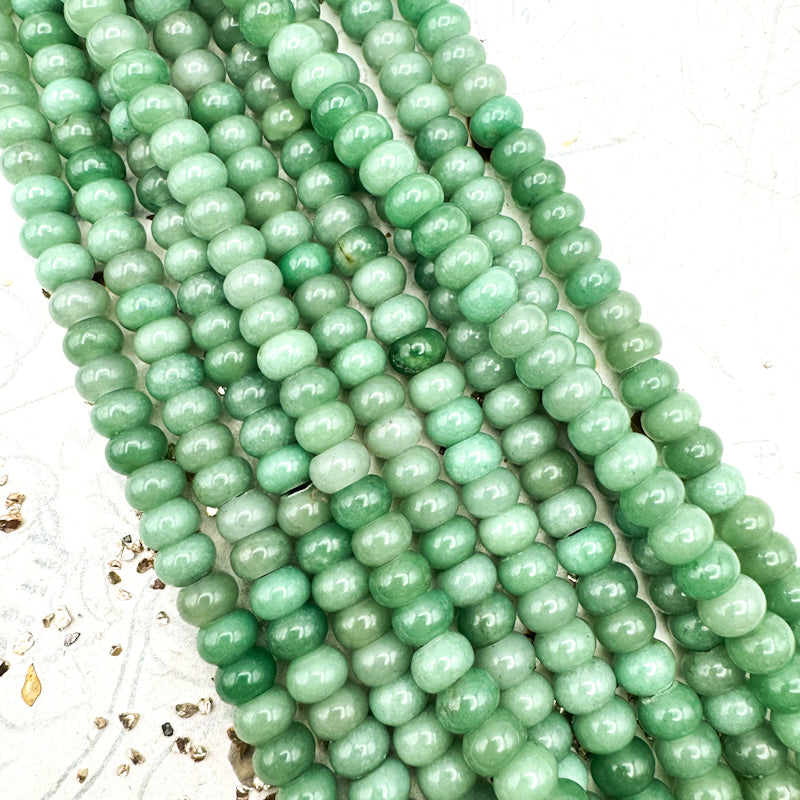 Large Hole Aventurine Rondelle Gemstone Bead Strand - Tucson Find