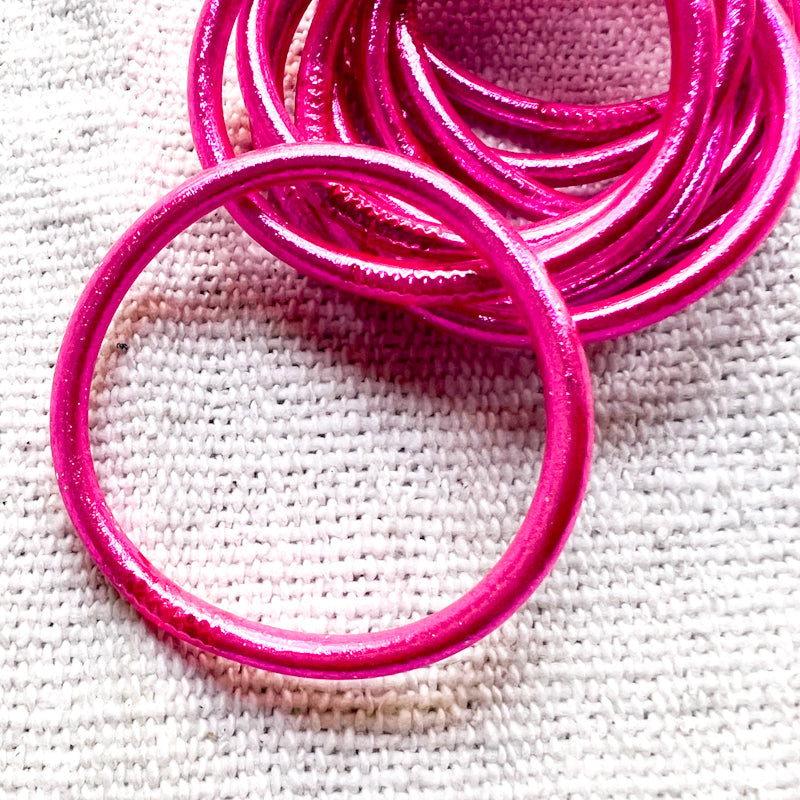 Large - Hot Pink Buddha Leather Bracelet - Paris Find!
