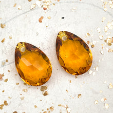 Load image into Gallery viewer, 16mm Topaz Premium Austrian Crystal Pear Pendant Pair
