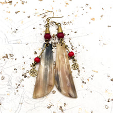 Load image into Gallery viewer, Bone and Brass African Earrings
