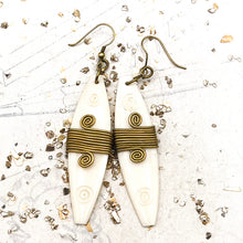 Load image into Gallery viewer, Bone and Brass African Earrings
