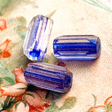 Load image into Gallery viewer, Blue Glitter Tube Vintage Glass Bead - Paris Find
