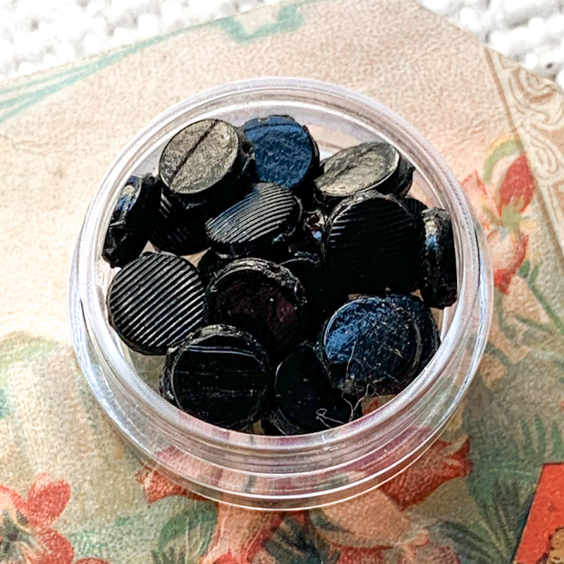 Black Discs Vintage Glass Bead Mix Jar - Paris Find